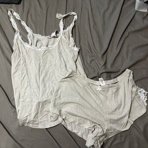 VICTORIA secret - Cream ribbed lace pj set